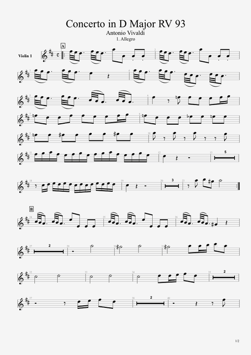 Concert for Guitar & Orchestra RV 93 I. Allegro Antonio Vivaldi guitar pro tab ViolinI Guitar & Orchestra mysongbook